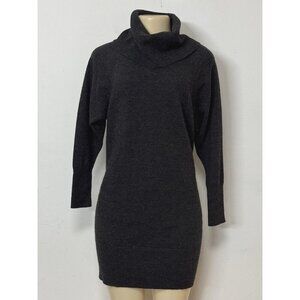 Cynthia Rowley Women‎ Turtleneck Sweater Dress Merino Wool Knit Grey Tunic